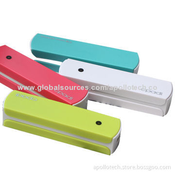 Portable Charger Power Bank, 2,600mAh, Samsung/LG Battery, 3-4 Hours Charging Time, 99*24*205mm, 60g